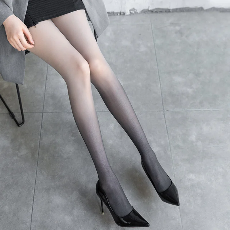 Women Lolita Pantyhose Gradient Color Tight Thin Breathable Candy Color Elastic Long Stockings Slim Fashion Leggings