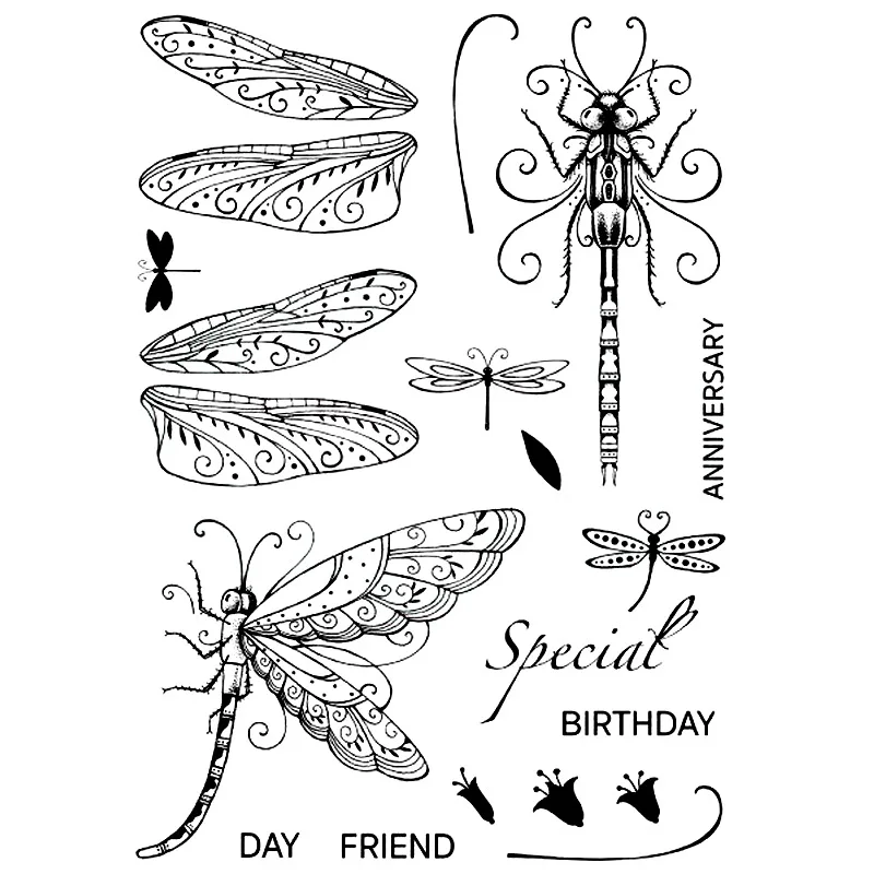 

6x8.2inch Dragonfly Clear Stamps Animals Transparent Silicone Stamps for DIY Scrapbooking Card Making Decoration Supplies X15