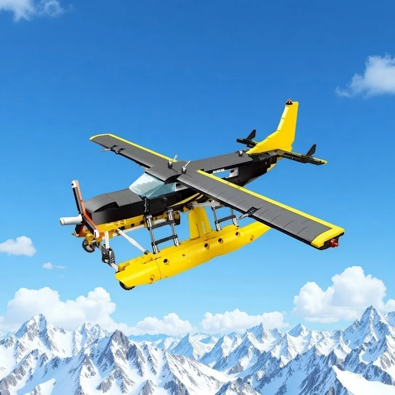 739個のビルディングブロックおもちゃ、水上飛行機モデル、ABS素材、ファミリーゲームとDIYコレクション、ホリデーギフト（箱付き）