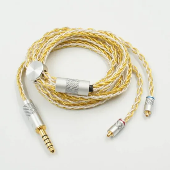 PENON GS849 8 Shares Gold & Silver Mixed Braided MMCX/2Pin 0.78mm HiFi Audiophile Earphone Replacement Cable IEM Upgrade Cable