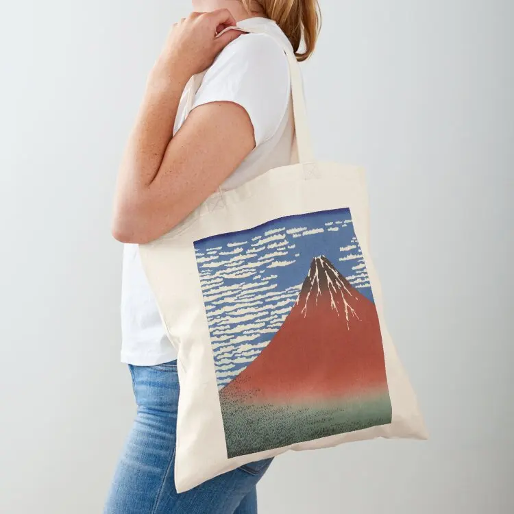 

Hokusai: Red Fuji (Gaifu kaisei) Tote Bag canvas shopping bag Reusable bags Fabric bag shopper woman