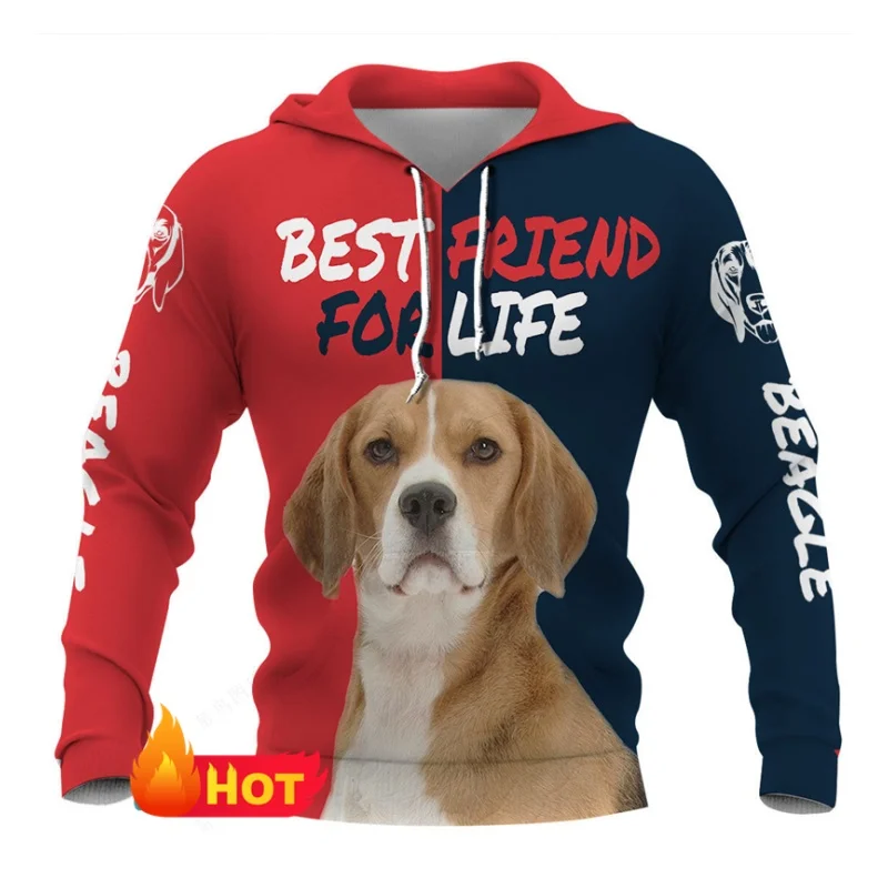 

3D Print Animal Dogs Graphic Hoodies Fashion Cute Beagle Pattern Pullover For Men Women Autumn Winter Loose Long Sleeved Clothes