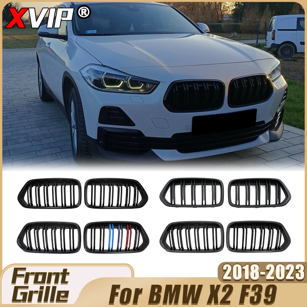 

XVIP Matte Black Double Line Style Racing Grille Glossy M-Color Bumper Grille Upper Grill Car Accessories For BMW X2 F39 2018-23