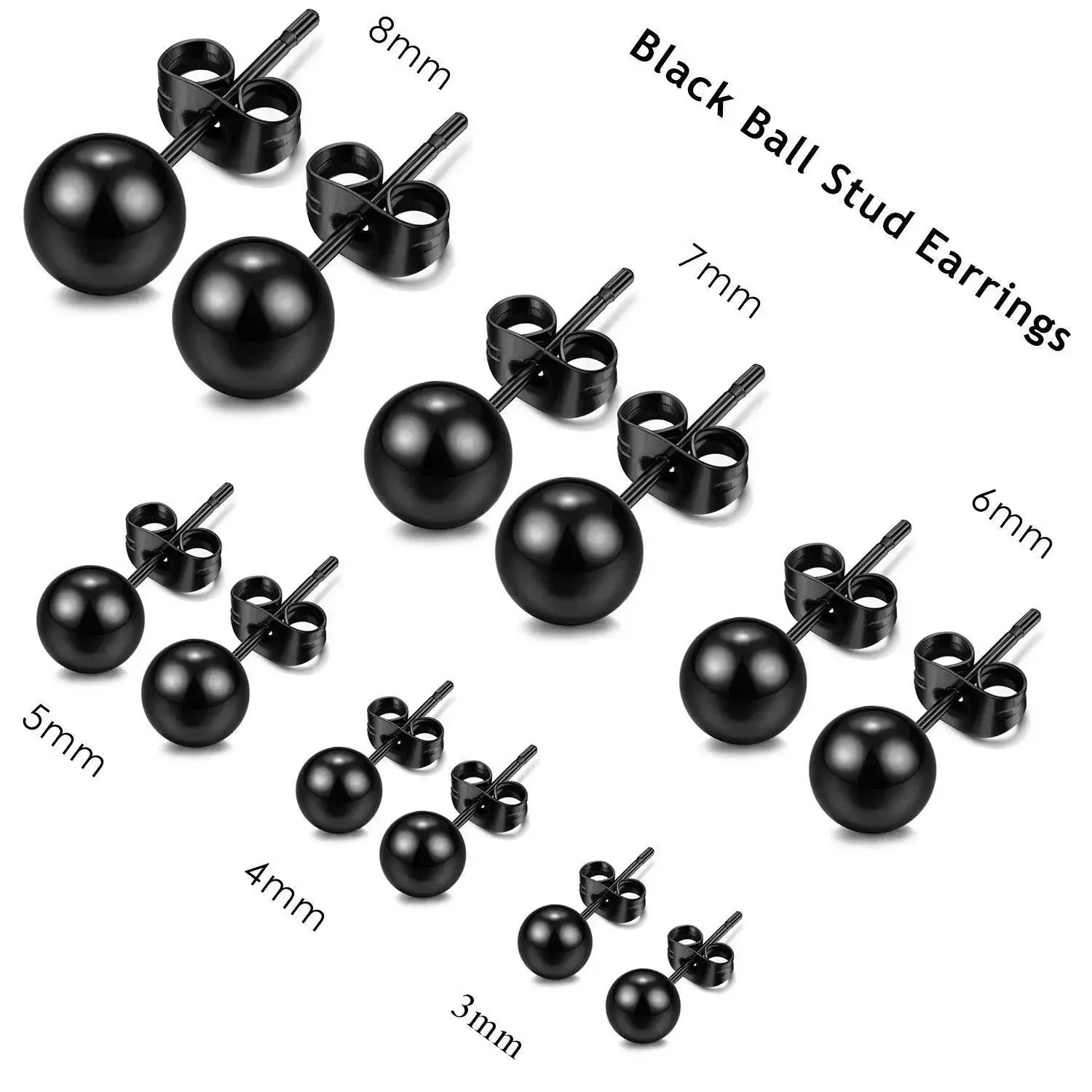 1 Pair Unisex Stainless STEEL PLAIN Round BALL EAR STUDS Upper Ear Stud Earrings 2-10mm Piercing Jewelry