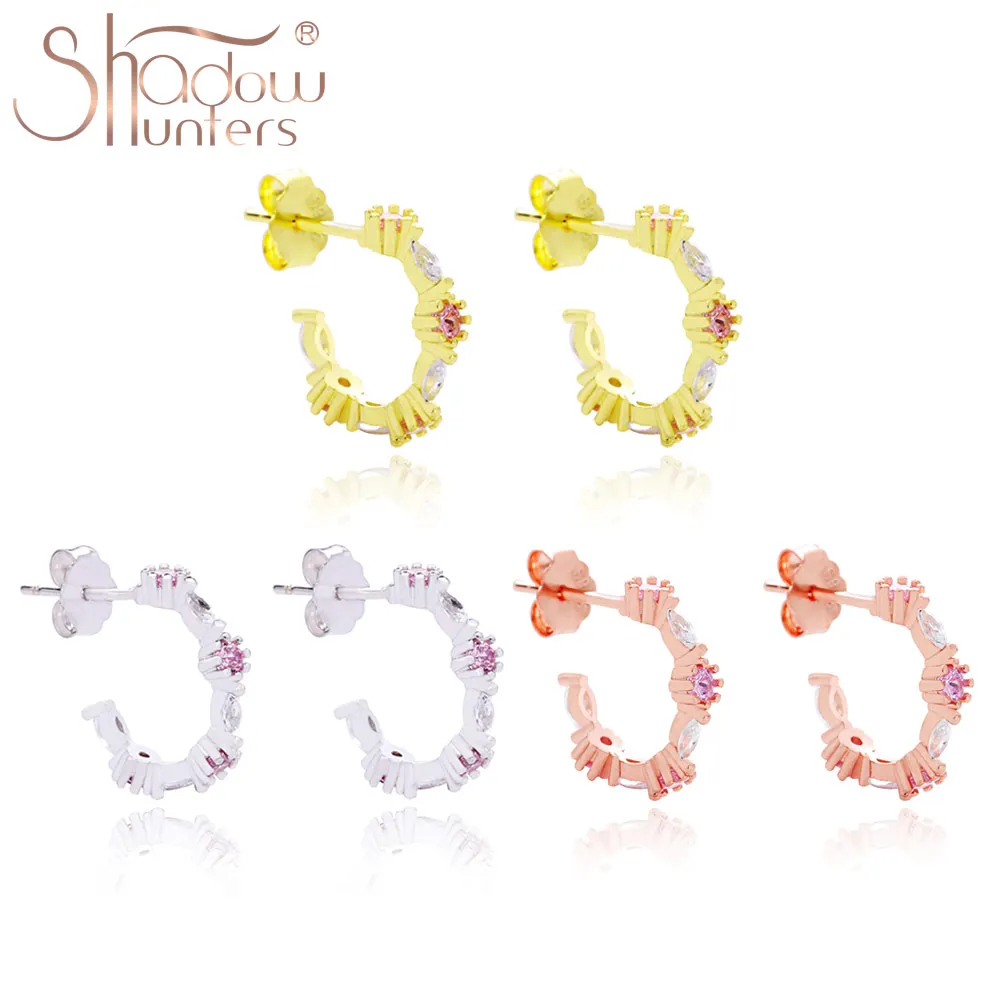 

SHADOWHUNTERS Romantic 925 Sterling Silver Colorful Zircon Crystal Wreath Stud Earrings Women Wedding Best Luxury Studs Earrings