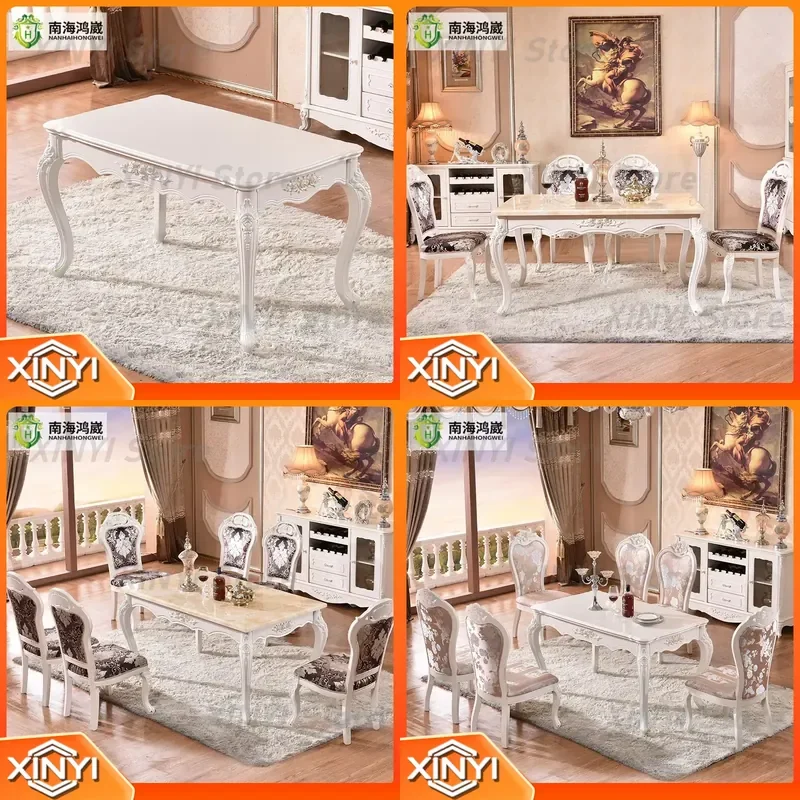 Faux Marble Top Table Dining Room Furniture Set for Home Use
