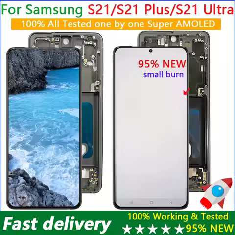 Super AMOLED S21 SM-G991B LCD For Samsung Galaxy S21 Plus LCD With Frame S21 Ultra 5G G998F G996B G996U Display Touch Screen