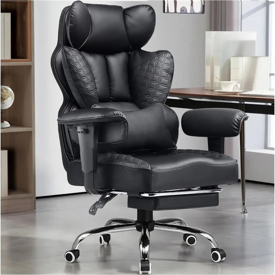 Big and Tall Gaming Chair 400lbs Heavy Duty Office Chair with Footrest, High Back Pocket Spring Lumbar Support, Ergonomic Wide