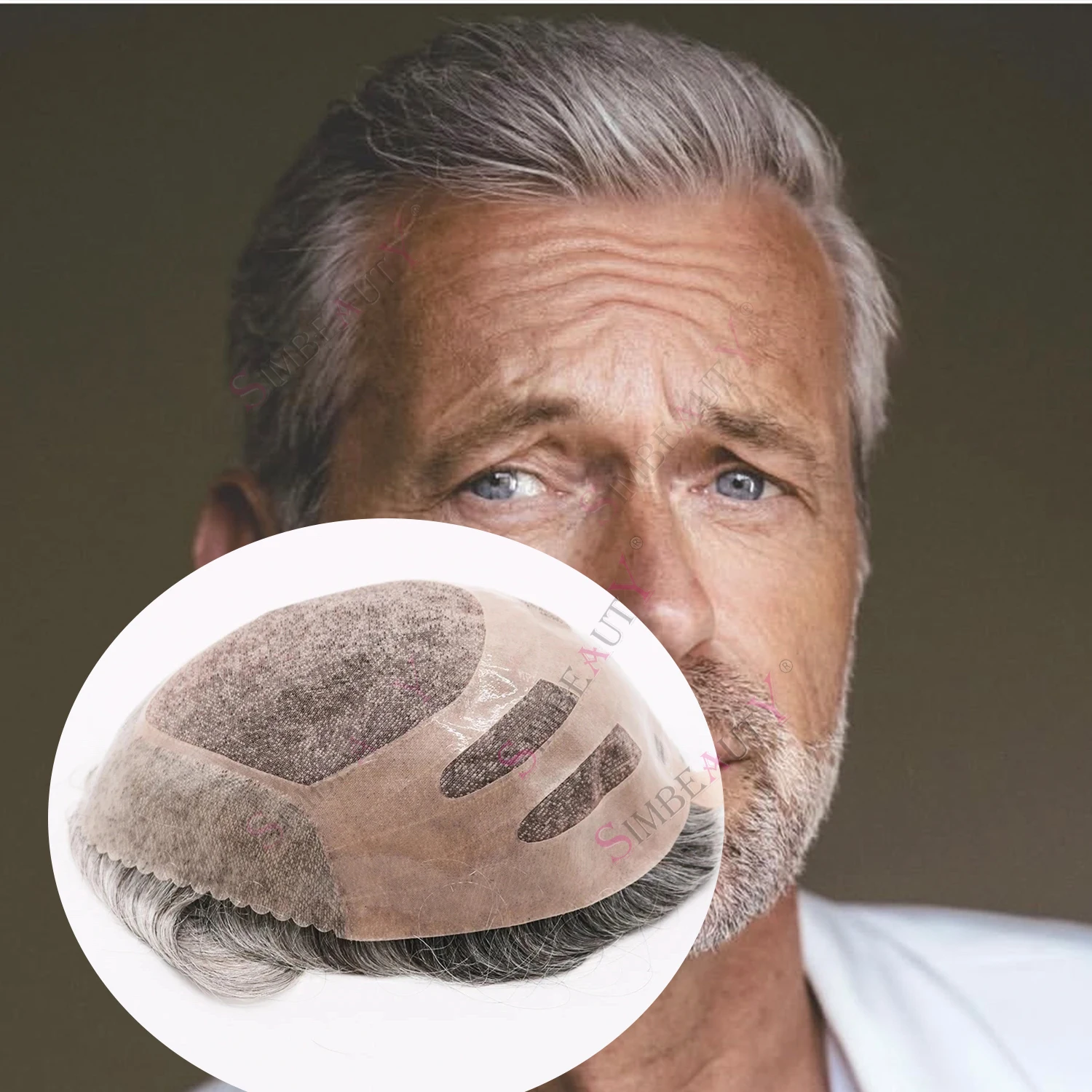 

Mens Wig Bond Mono Pu Front And NPU Breathable Lace Grey 1b80 Male Prosthesis Brown Human Hair Toupee Man Wig Replacement System