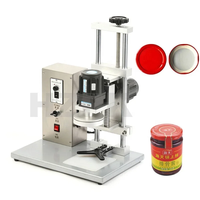 HZPK DHZ-450B semi automatic electric plastic glass bottle cans jar screwing capping sealing packing machine