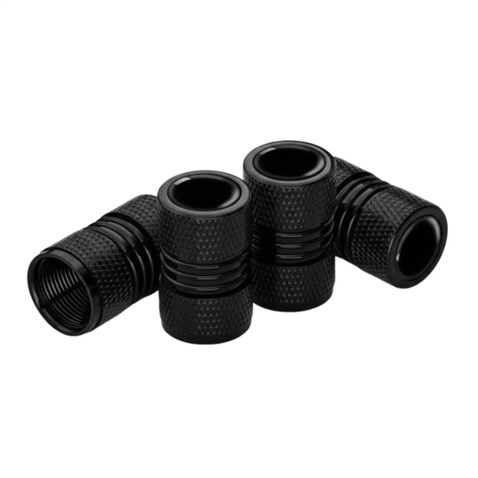 Sleek Black Tire Valve Cap Universal Threaded Dust Cover for Car Truck Motorcycle Bicycle