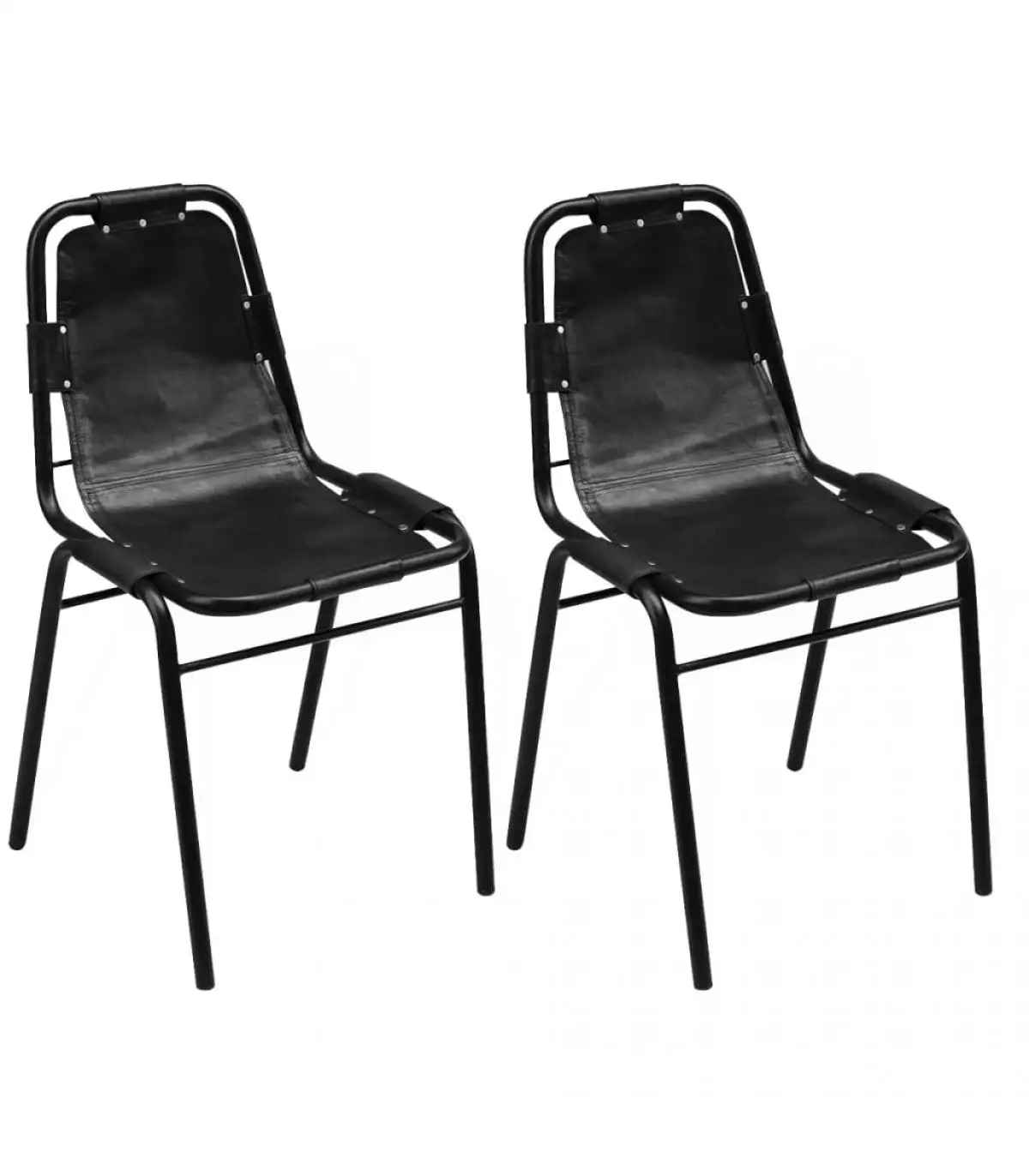 Dining chairs dining chairs 2 units black genuine leather