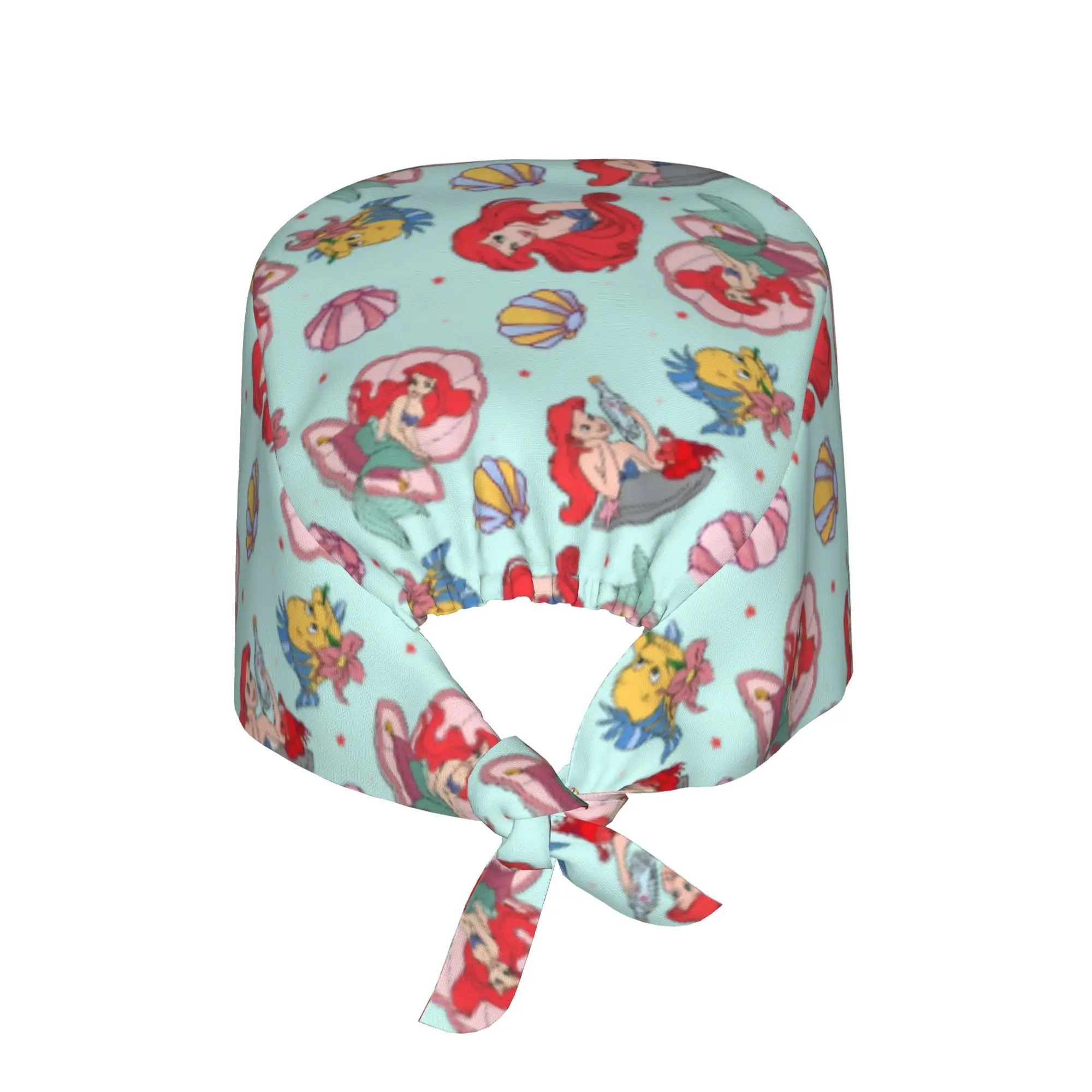 Custom Littles Anime Mermaides Cleaning Working Cap Comfortable Unisex Fish Manga Scrub Cap Surgicals Hat Nurse Scrubs Hat Nurse