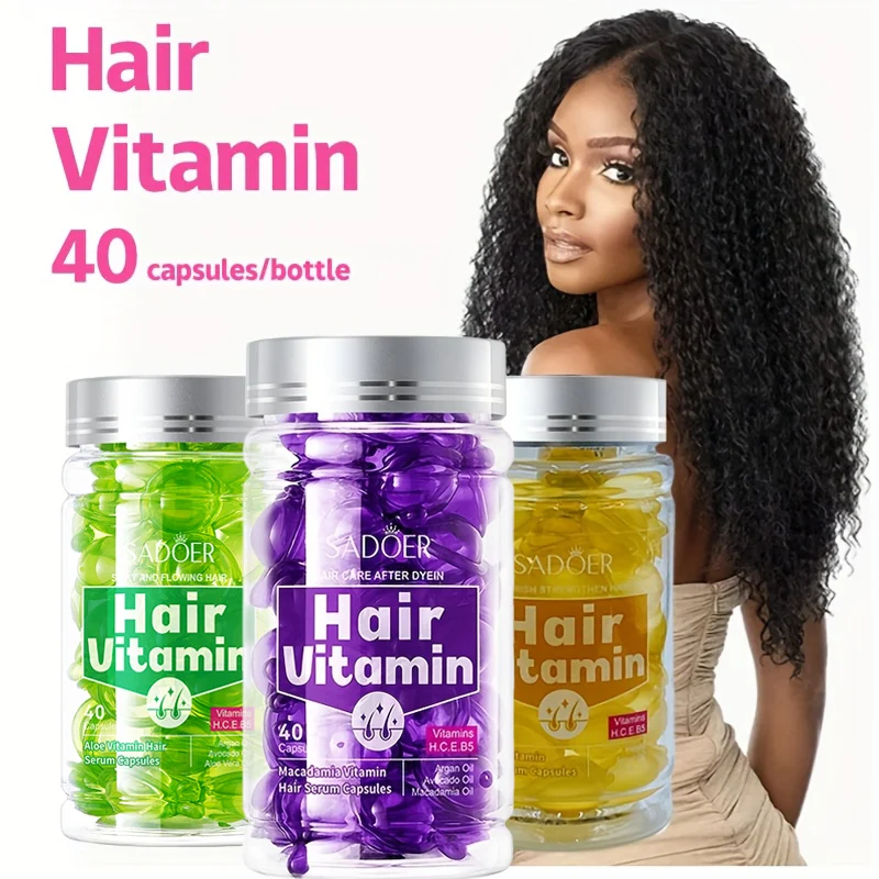 40/80/120pcs Vitamin Hair Care Essence Capsules, Containing Almond Oil, Tea Seed Oil, No-Rinse Conditioner, Hair Care Essential
