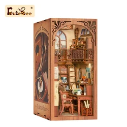 CUTEBEE DIY Book Nook Miniature Dollhouse Kit With Touch Light Dust Cover Bookshelf Insert for Children Gifts Secret Rhythm