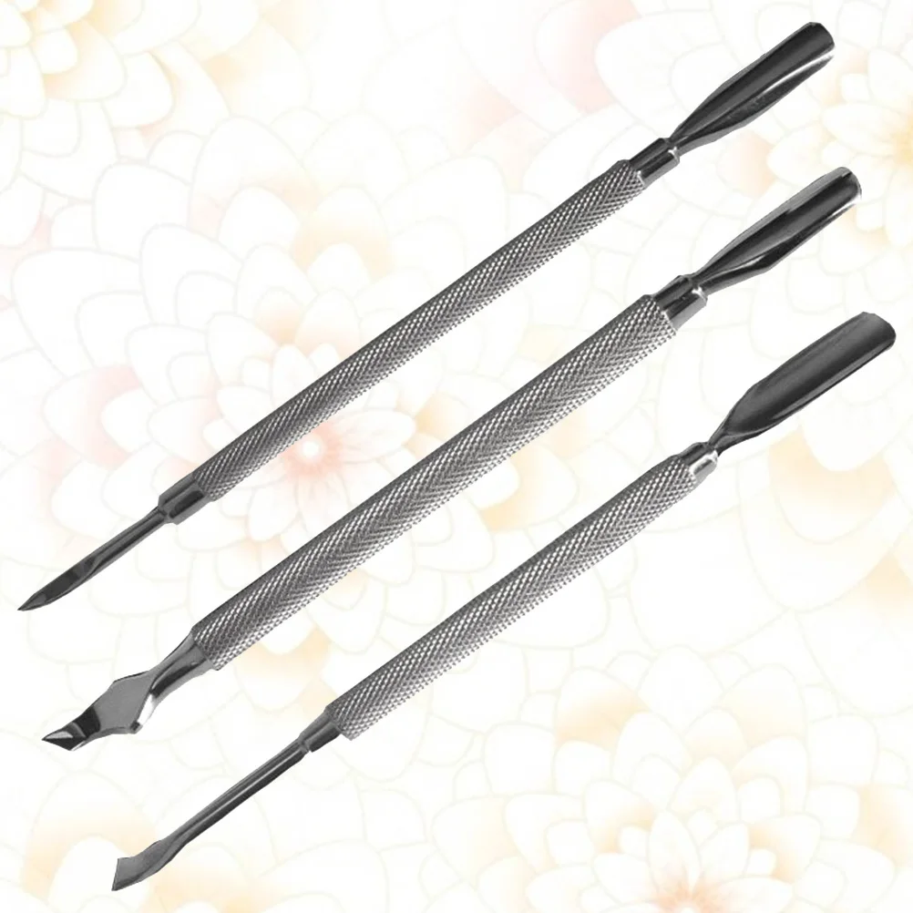 

3 Pcs Stainless Steel Dead Push Nail Cleaing Stick Cuticle Pusher Art Polishers Exfoliate Pushers Double Head