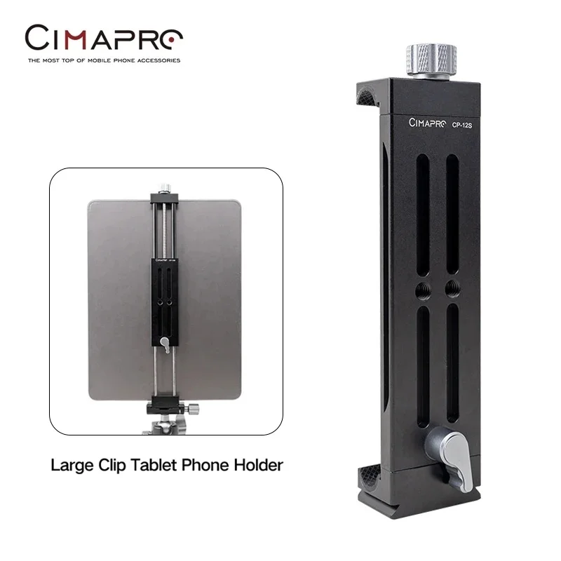 Cimapro CP-12S Aluminum Alloy Universal Desktop Tripod Mount Clip Bracket 1/4 Screw Cold Shoe for Tablet Cell Phone Fixed Clamp