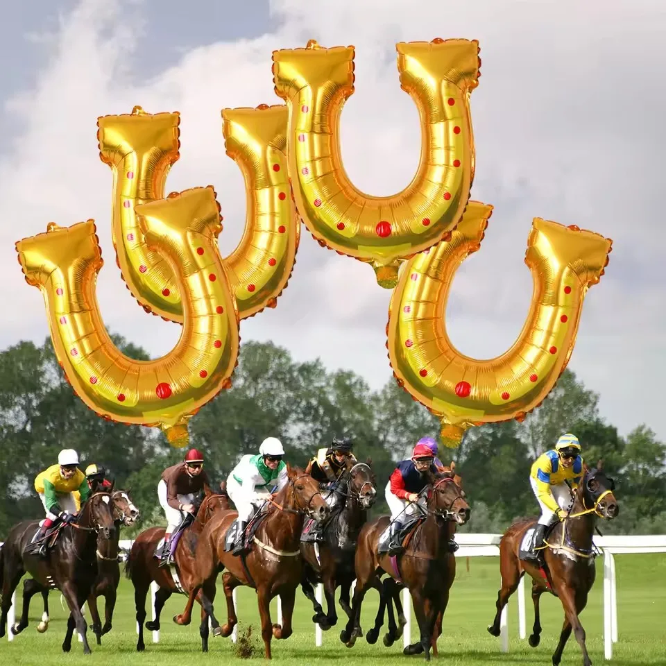 4pcs Horseshoe Balloons Kentucky State Party Balloons Perfect for Western Cowboy Party, Horse Racing, Baby Shower Decorations