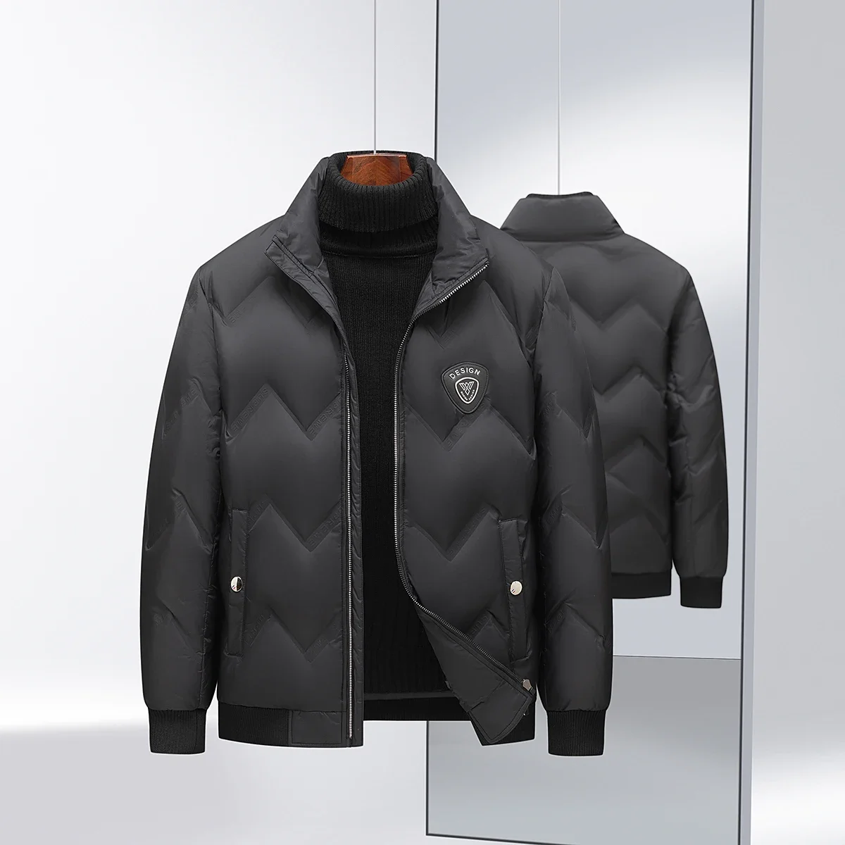 Chaqueta de plumón con cremallera y cuello alto para hombre, abrigo de pato blanco grueso y cálido, novedad de invierno, 2024