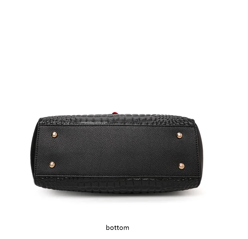Neue Tragetasche aus Rindsleder mit Kroko-Prägung für Damen, farblich passende Handtasche, abnehmbarer Riemen, Umhängetasche für Pendler – Detail 11