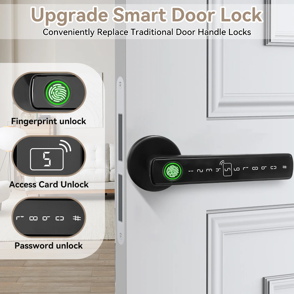 Tuya Digital Electronic Lock Smart Door Lock Fingerprint Password Key IC Card Smart Life APP Unlock Apartment Office Smart Home