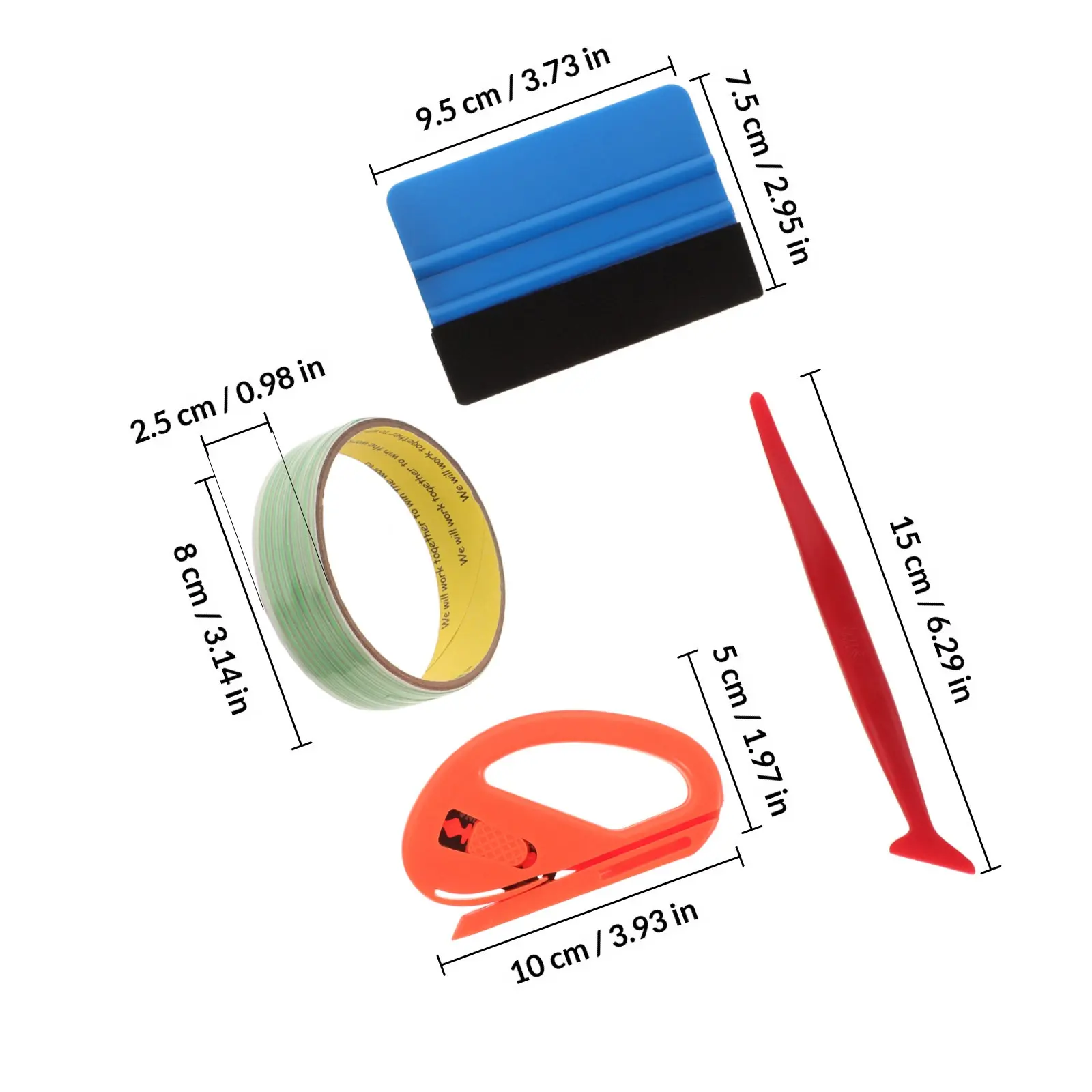 1Set Automotive Vinyl Wrap Kit 5M Easy-Apply No-Residue Plastic Film Tool for Car Window Tint Trim Packaging Wrapping
