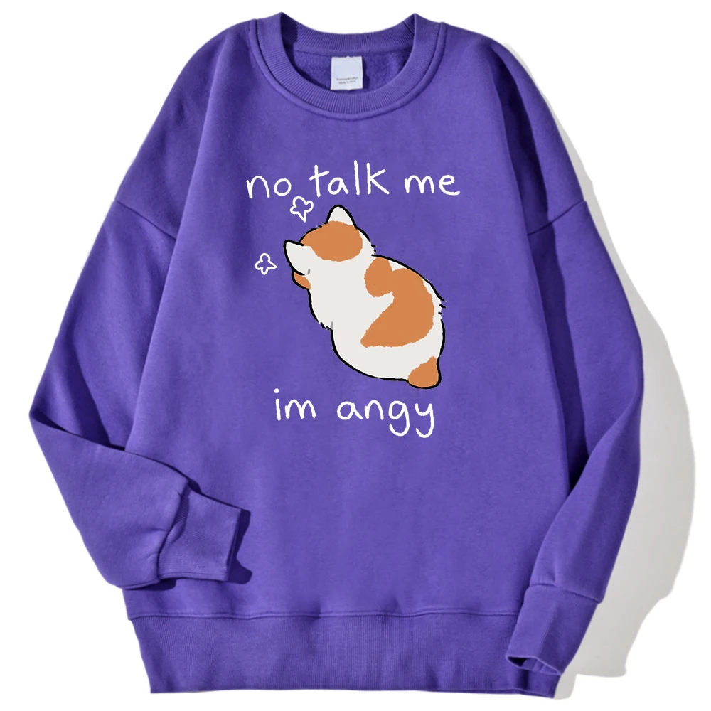 Tsundere Cat No Talk Me Im Angy Print Man Sweatshirt Casual Comfortable Warm Hoodie Street Fashion Pullover Autumn Fleece Tops