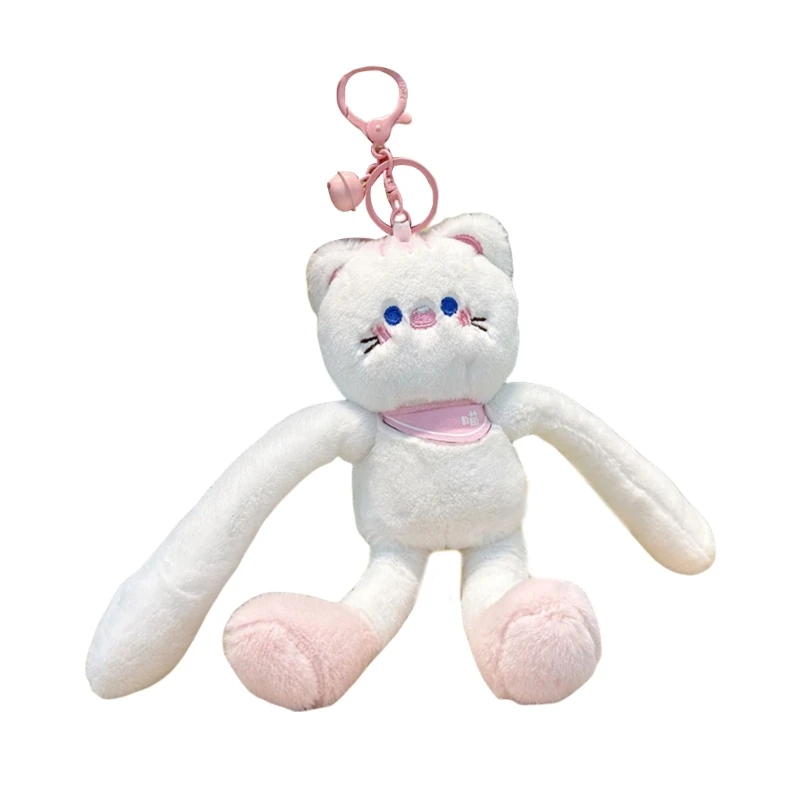 Interactive Pull and Play Plush Keychain Use Friendly Plush Cats Bag Hanging Charm Versatile Cats Accessory for Keyring