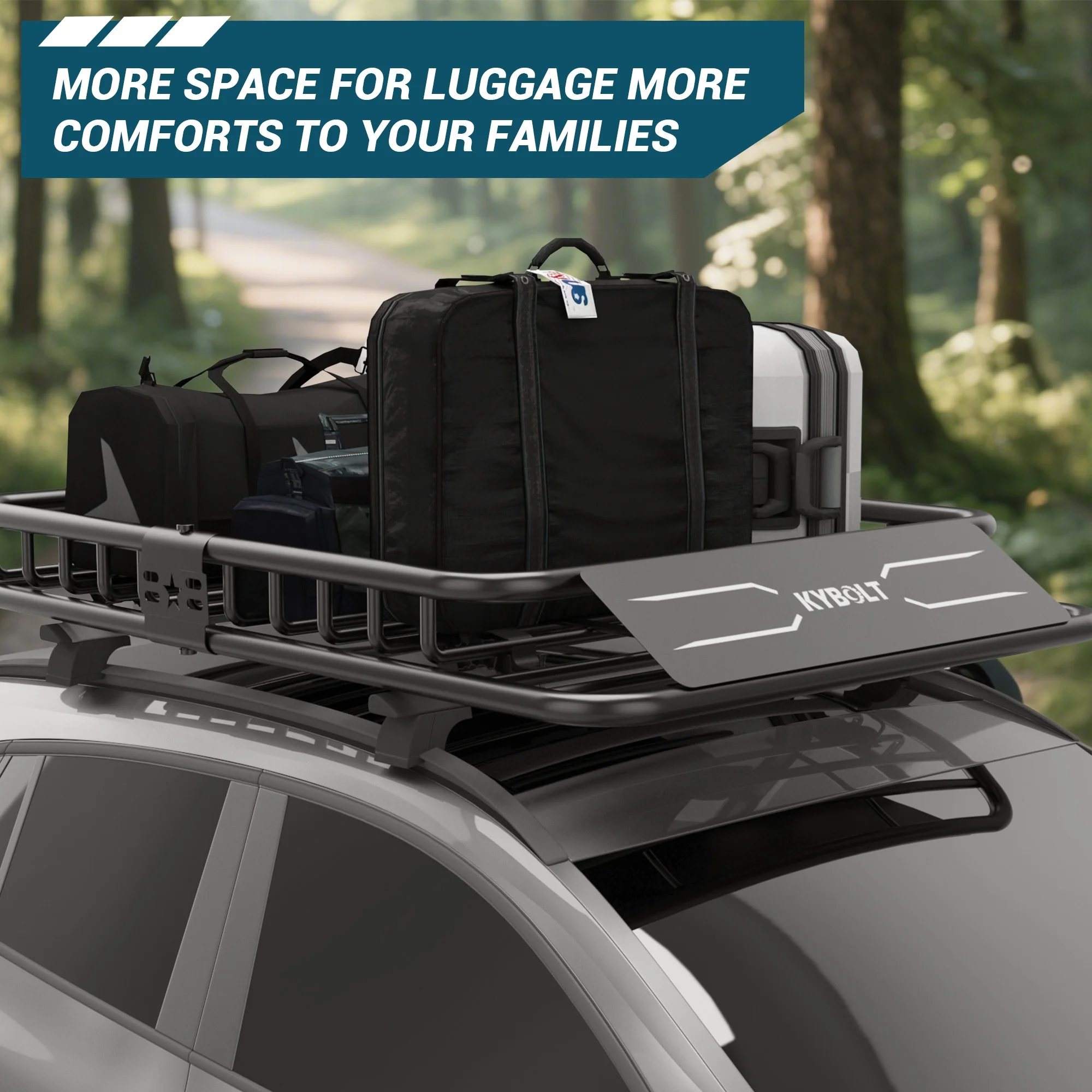 200 lb Heavy-Duty Roof Rack Cargo Basket - Global Steel Rooftop Cargo Carrier w/ Extension, 51 x 36 in Expands to 64 x 39, Car Top Luggage Holder for SUV/Truck/Vehicle