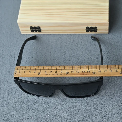 Imagen 2 del producto Vazrobe-gafas de sol polarizadas negras de gran tamaño para hombre, grandes y enormes lentes de sol, parte superior plana, Steampunk, cara grande, 165mm