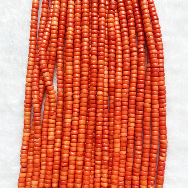 

Редкие 4*6 мм оранжево-красные кораллы Heishi драгоценный камень плоские круглые дисковые бусины свободные серьги-разделители ожерелье браслет ювелирные изделия браслет DIY