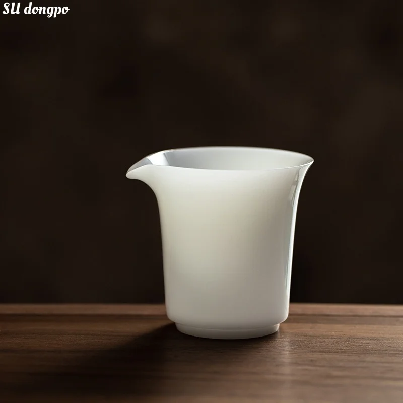 

Minimalist Kung Fu Fair Cup – Glazed White Porcelain Tea Cup Gongdao Bei Elegant Ice Jade Finish