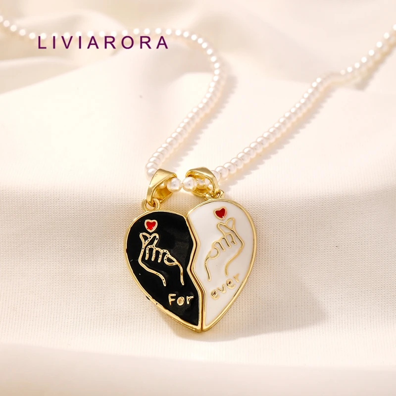 1/2Pcs 18K Gold Plated Brass Couple Heart Pendant,Enamel 