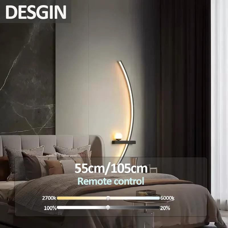 Modern LED Wall Lamp Minimalist Black Decorative Wall Sconce For Bedroom Bedside Study Home Indoor Lighting Interior Wall Lights