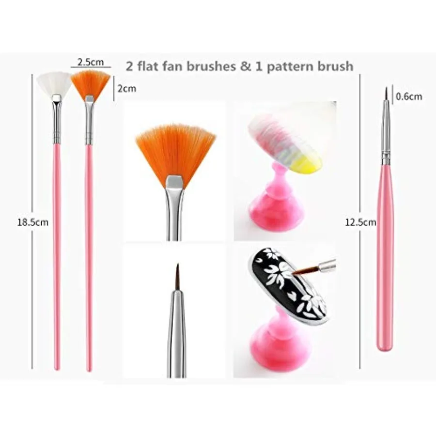 20-teiliges Nail-Art-Design-Werkzeug-Set, 15-teiliges Malpinsel-Set mit 5 Punktstiften