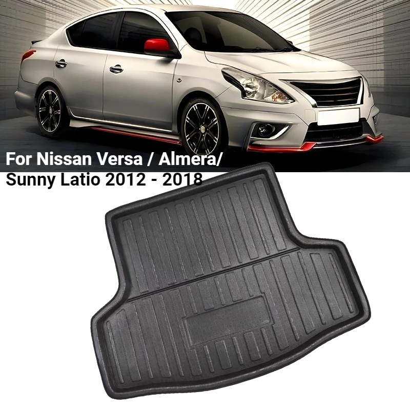 Car Trunk Mat For Nissan Versa / Almera/ Sunny Latio 2012 - 2018 Sedan Boot Mats Storage Pad Rear Trunk Cargo Waterproof Carpets