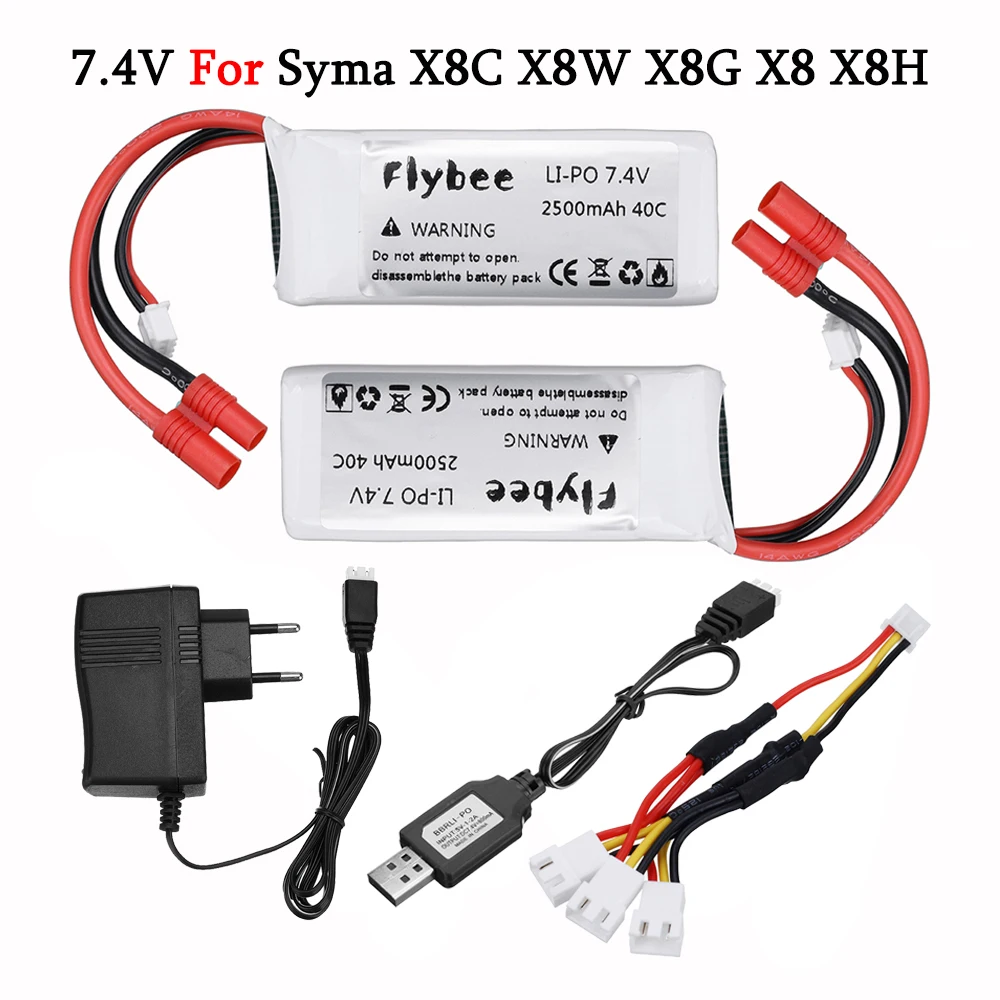 2s RC Lipo Battery 7.4v 2500mAh for Syma X8C X8W X8G X8 X8HC X8HG X8HW HQ899 T70CW RC Quadcopter Drone Spare Parts 7.4v for X8C