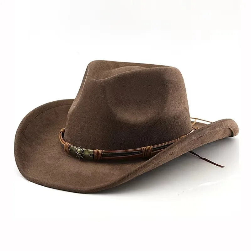 Western Cowboy Hat Jazz Knight Hats For Men Ethnic Style Felt Hats With Bull Shaped Decor Grassland Country Hat Sombrero