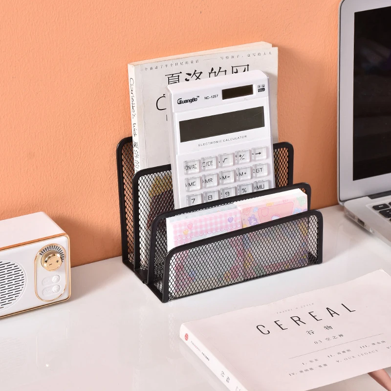 2/3-layer Black Metal Iron Mesh Holder Desk Organizer Tray For Magazine Document File Book Rack Organizer Office Storage Holder