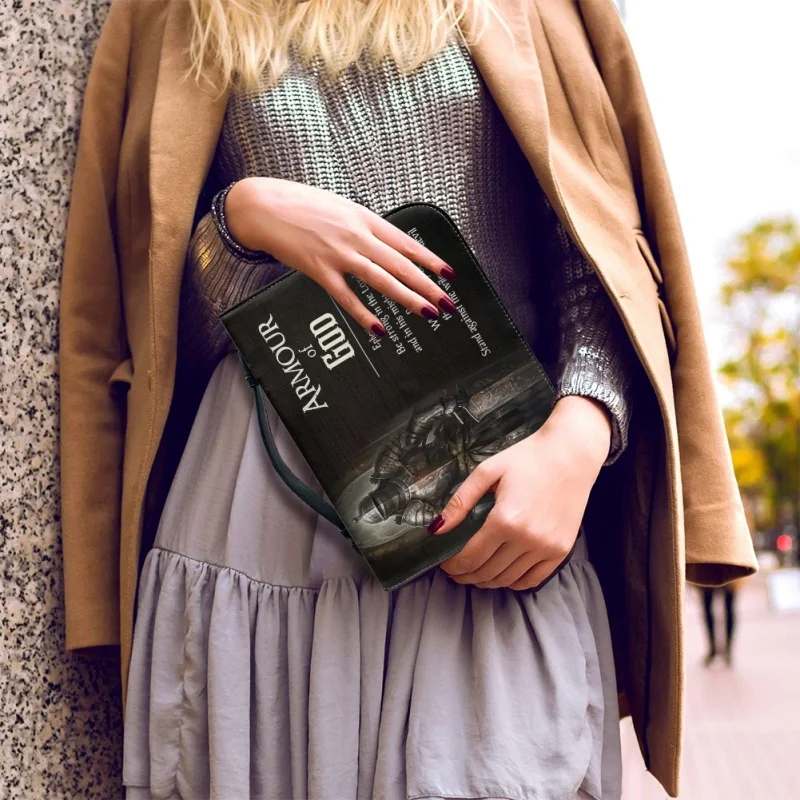 Bolsa de couro bíblica com estampa completa da armadura de Deus, desenho cruzado, bolsas para mulheres e homens, presente de Natal