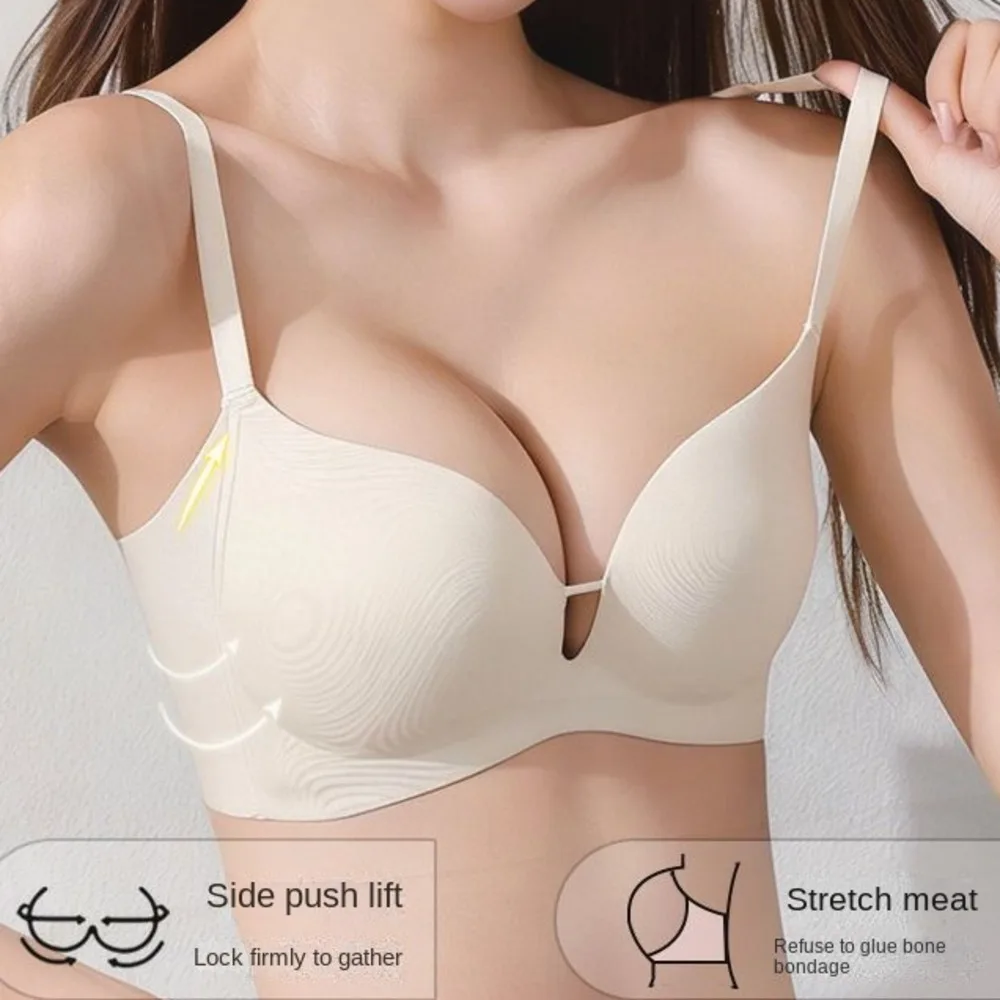 

Утолщенный бюстгальтер для женщин с эффектом увеличения груди, 4 см, для маленькой или плоской груди, с мультяшным дизайном, пуш-ап, бесшовный, однотонный.