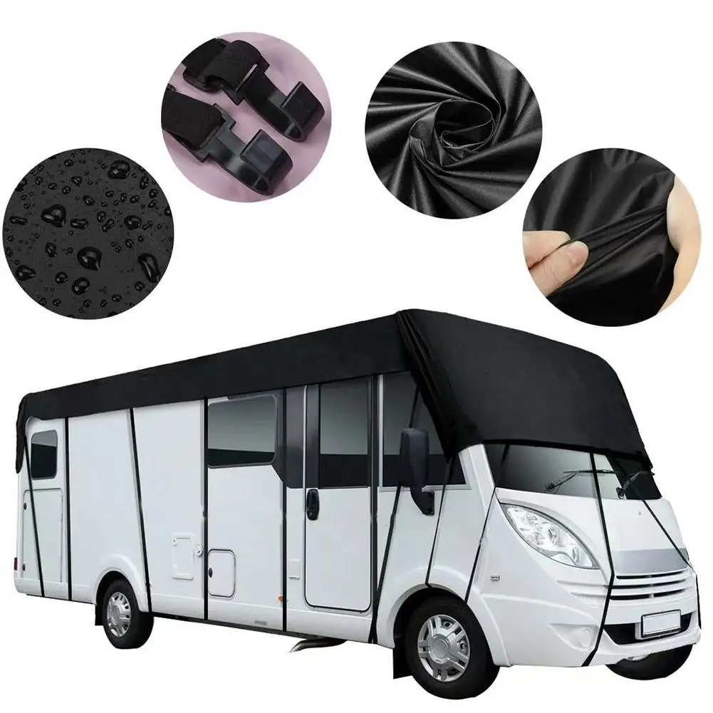 210D 1000PA أسود أكسفورد القماش RV غطاء السقف المحمولة مقاوم للماء RV الغبار غطاء ظلة اكسسوارات واقية Foldabl E2G8