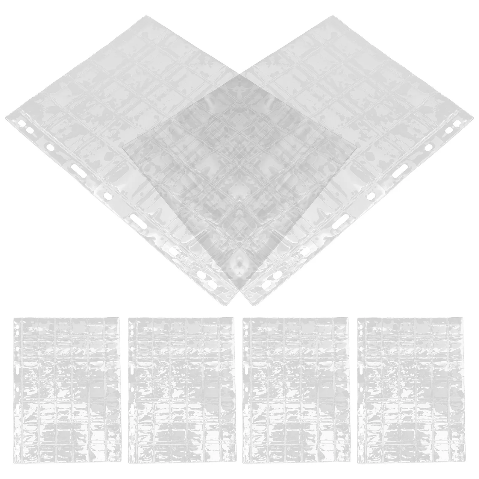 6pcs Coin Collecting Album Pages Pvc Stamp Storage Organizer For Coins Stamps Jewelry Collections Loose-Leaf Holder