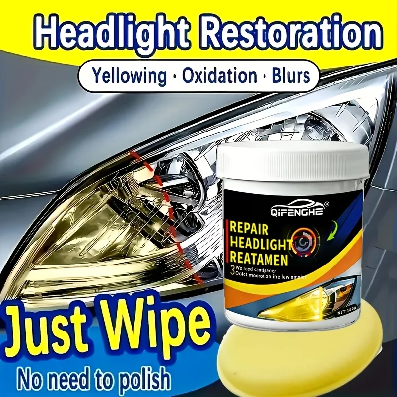 

Headlight Restoration Paste Car Headlight Repair Polish Oxidation Yellow Remover with Sponge Pad for Auto Headlamp Renovation