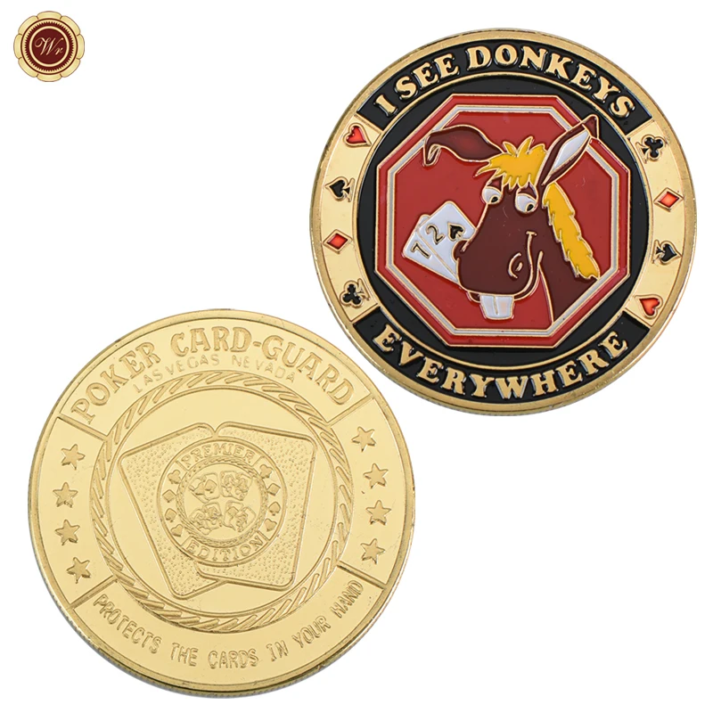 I SEE DONKEYS Poker Casino Chips Coin EVERYWHERE Table Game Poker Card Guard Protector Metal Luck Challenge Chips Token Coins