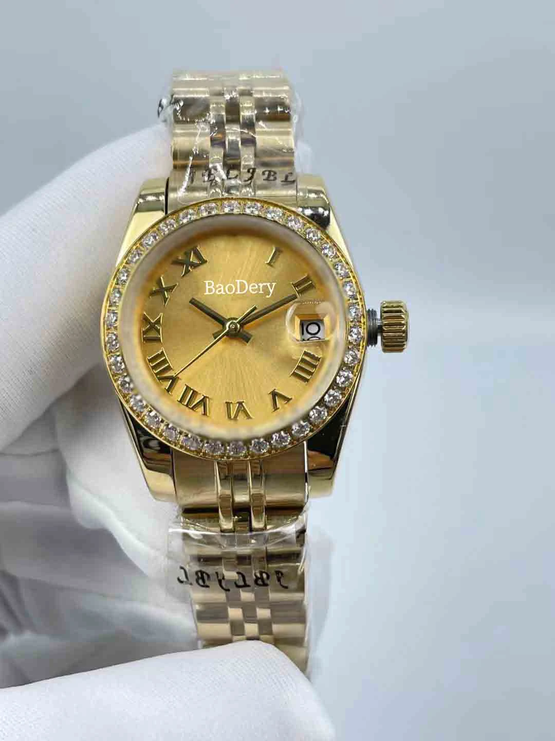 Customized Logo26mm Luxury ladies' watch, 904 stainless steel and sapphire mirror, mechanical movement, menus gifts