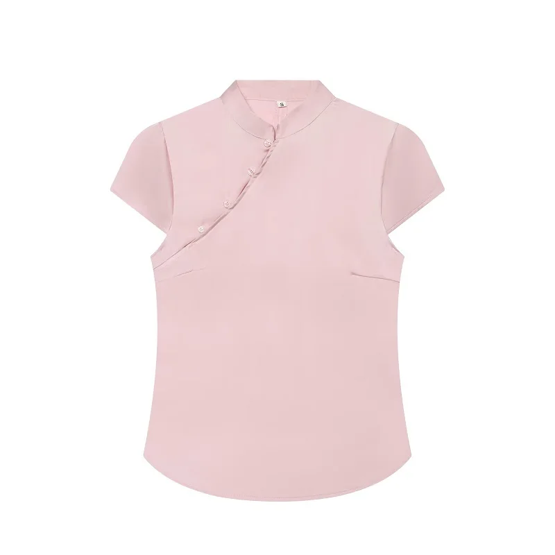 MUJER 2026 Satin-Tanktops für Damen Kurzarm Sommer Damen-Oberteile Streetwear Urlaubstop Damen Vintage-Knopfoberteil – Detail 2