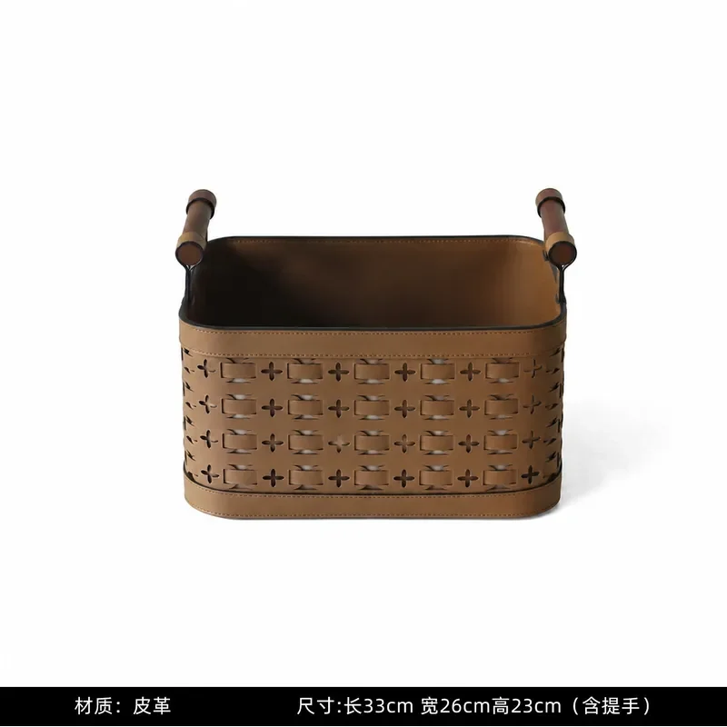 Premium simple dirty clothes basket high value light luxury leather dirty clothes basket storage basket cloakroom light