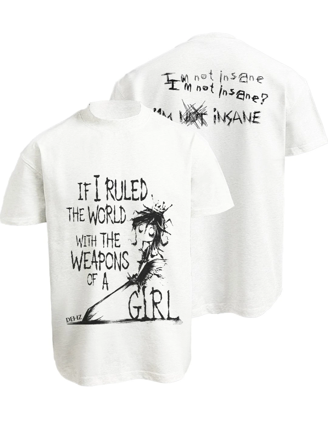 

25SS Graffiti Character Fun Slogan Direct Injection Printing Short Sleeve T-Shirt Men's Summer Crew Neck Casual Versatile on T