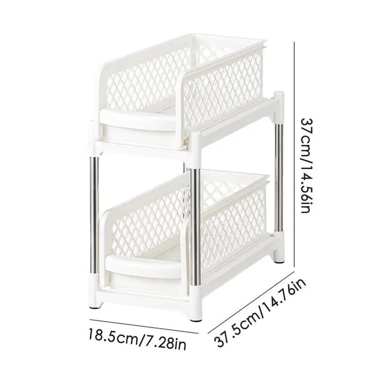 2 Tier Pull Out Under Sink Countertop Shelf Slide Cabinet Rack Organizer Bedroom Bathroom Cosmetic Storage Rack Kitchen Supplies